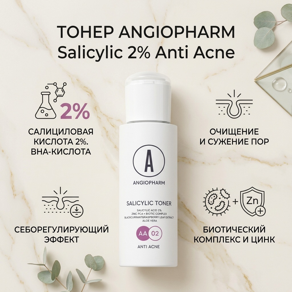 ANGIOPHARM тонер Salicylic 2% Anti Acne 100 мл