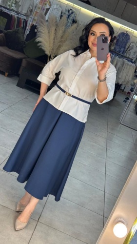 Костюм деловой синий, белый