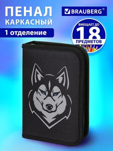 Пенал Brauberg 312880182, застежка молния, черный