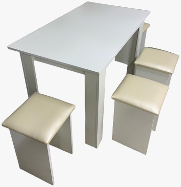 Комплект Эконом-01, стол 120х70 см + 4 стула, белый