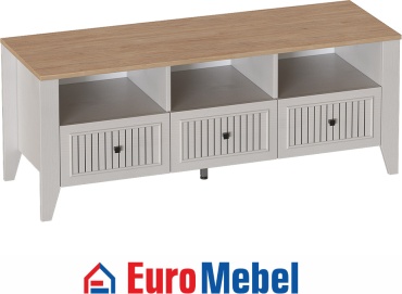 ТВ-тумба напольная Euromebel Валенсия, 127.4x49.6x41.6 см, бежевый, коричневый