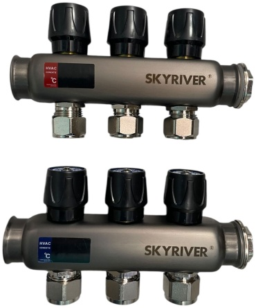 Коллектор распределительный регулирующий Skyriver 1”x3xDN20, нержавеющая сталь