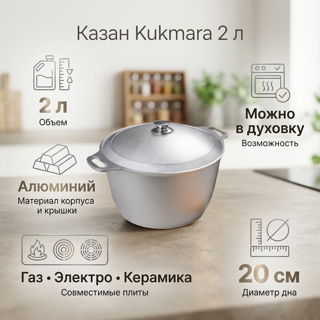 Казан Kukmara 2 л, алюминий