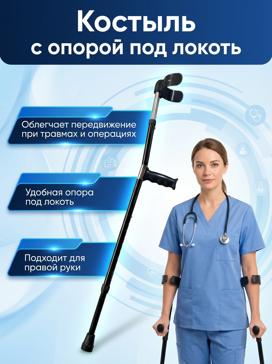 Kazimport костыли под локоть черный M