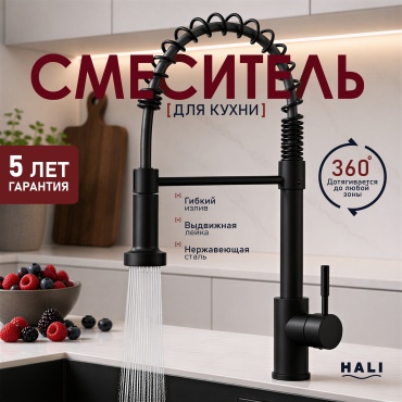 Смеситель HALI 553 для кухни (черный)