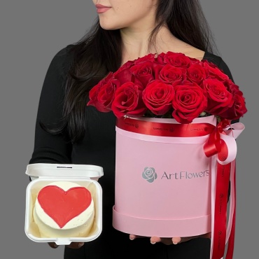 Art Flowers композиция с открыткой роза 25 шт 60 см