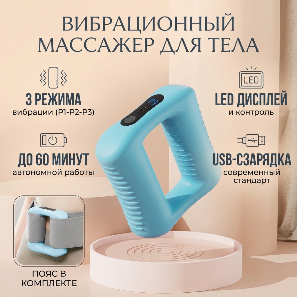 Массажер M-060807 ручной вибрационный, перкуссионный