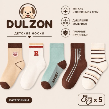 Носки DULZON kids 5 пар бежевый, голубой 1-3