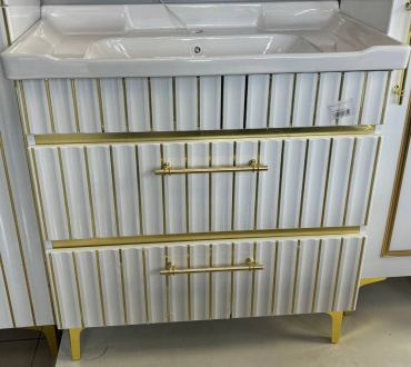 Тумба с раковиной 169626596, 82x85x48 см, белый, золотой