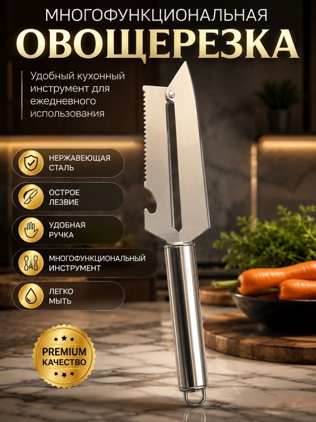 Овощерезка Универсальный кухонный нож BAISHENGSHI A10 из нержавеющей стали — многофункциональный, нерж.сталь