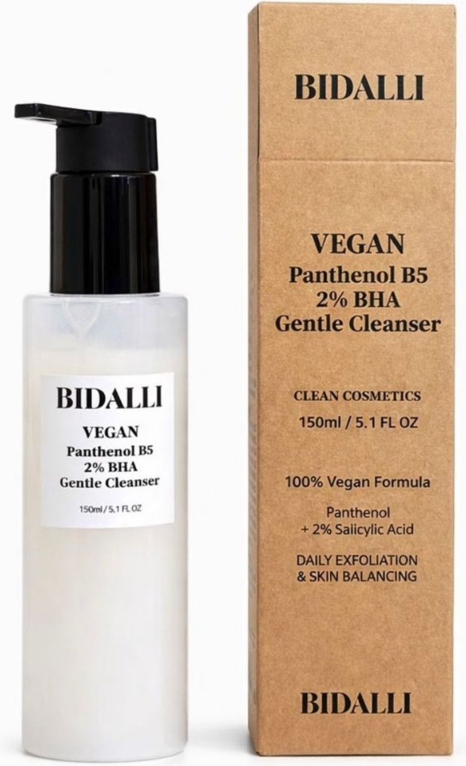 BIDALLI Vegan Panthenol B5 2% BHA Gentle Cleanser гель-пенка 150 мл