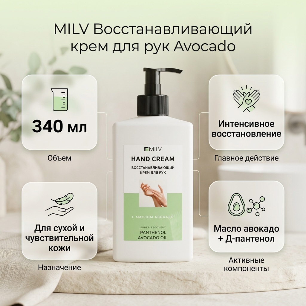 MILV с маслом авокадо крем для рук 340 мл