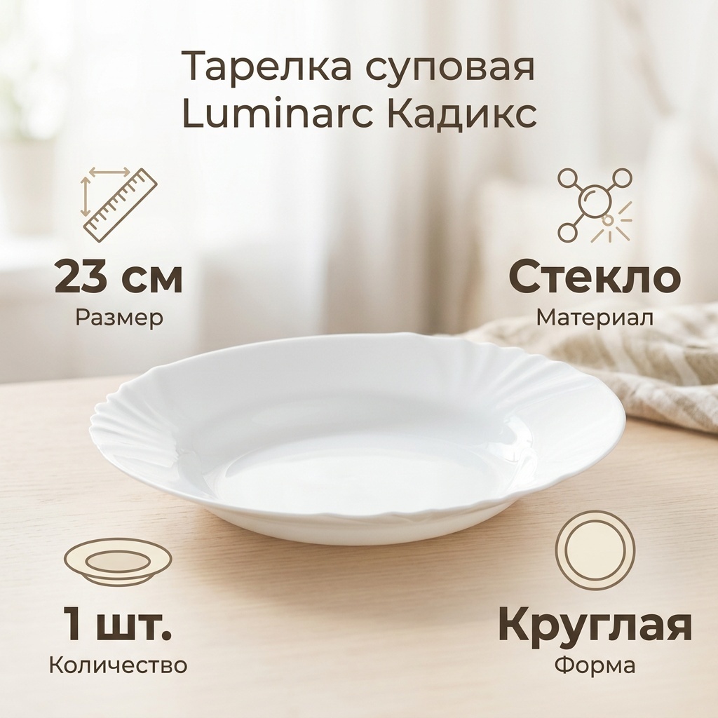 Тарелка Luminarc 23 см, 1 шт, стекло