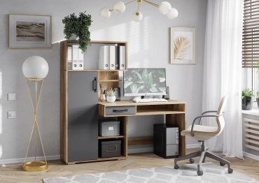 Стол компьютерный Q-SAV Prima, 150х58x149 см, серый, светло-коричневый