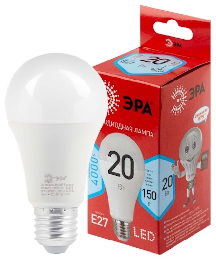 ЭРА 20W E27, светодиодная, естественный белый
