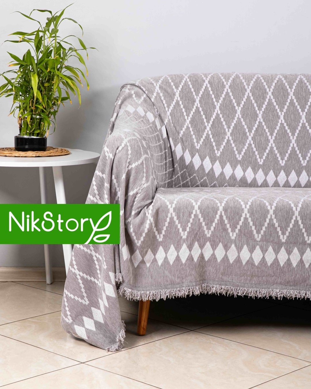 NikStory дивандек для дивана Ромб серый 180х220 см