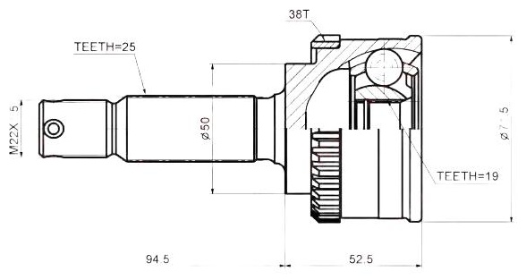 LYNXauto шрус наружный CO3610