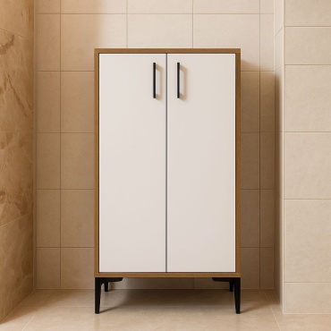 Шкаф напольный KAMORU Scandi A1410, 60x35x113 см, белый, коричневый