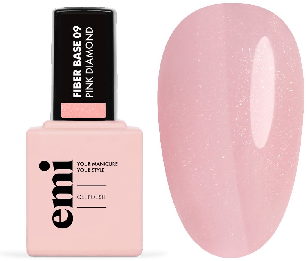 E.Mi базовое покрытие Fiber Base Gel Pink Diamond №9 камуфлирующее 15 мл