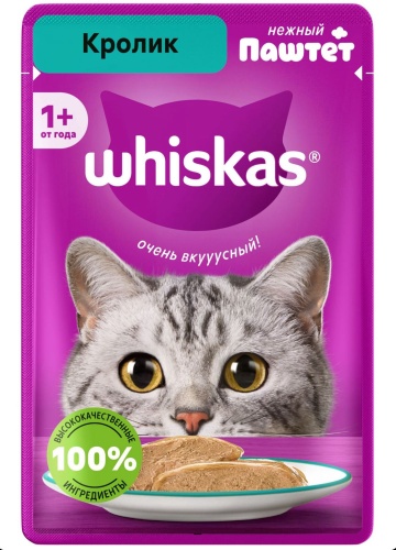 Whiskas от 1+ года паштет кролик 75 г 1 шт