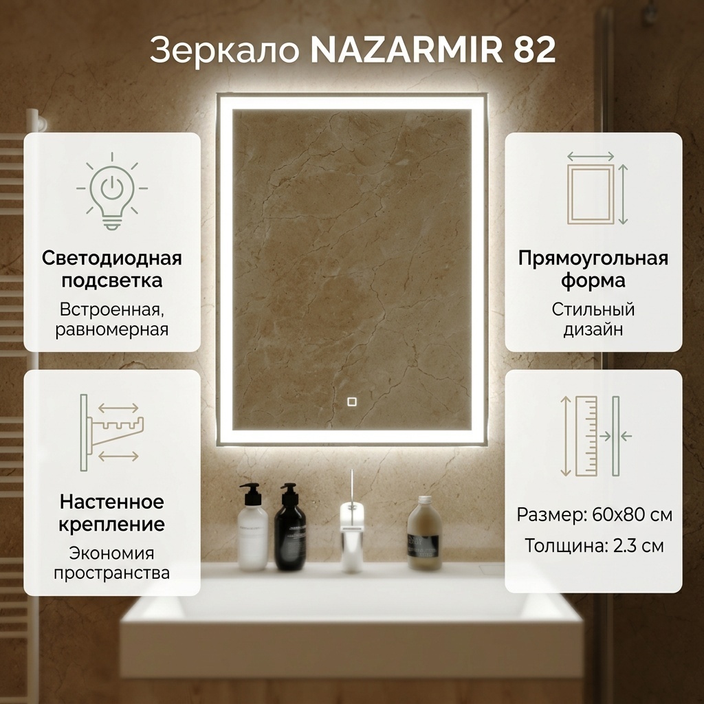 Зеркало настенное 60x80 см