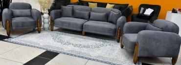 TURAN HOME Minotti комплект (2 кресла, диван прямой) обивка ткань, черный, темно-серый