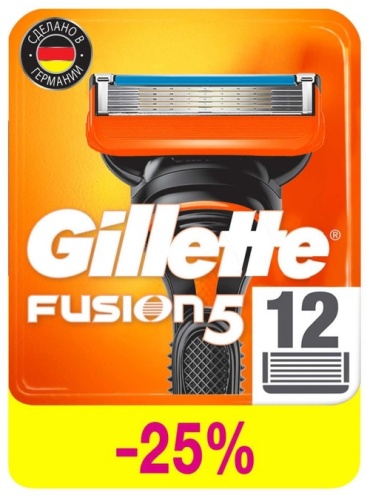 Gillette Сменные кассеты для бритья Gillette Fusion, 12 шт. сменные кассеты 12 шт