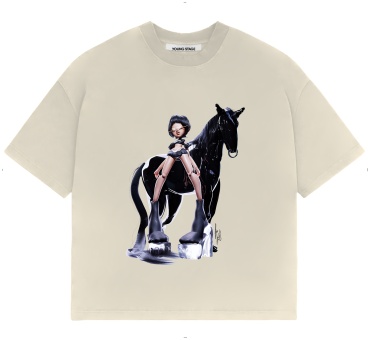 Футболка YOUNG STAGE Girl with her horse темно-бежевый