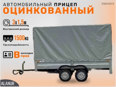 Автоприцеп закрытый ALANUR 31550120T2 серебристый, серый