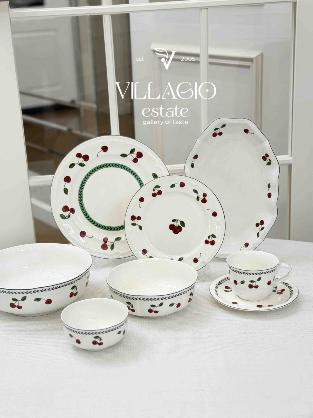 Сервиз на 6 персон VILLAGIO Вишня, предметов: 40, чайно-столовый, фарфор, костяной фарфор