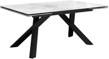 Обеденный стол ДИК DikLine KX160, 160х90x76 см, керамогранит, черный, белый