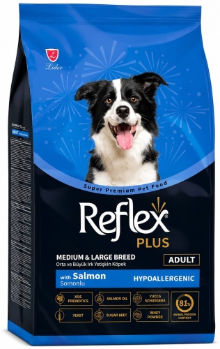 Reflex Plus Hypoallergenic с лососем для взрослых средних и крупных пород 12 кг
