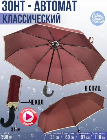 Мини-зонт LIKE GOODS автомат синий
