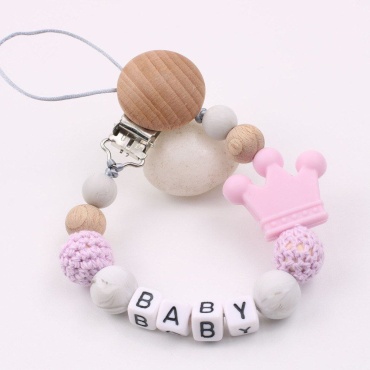 Держатель пустышки Baby Корона, 1 шт, розовый
