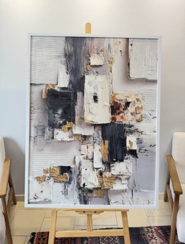 3D-картина Фактурные ( абстракция с черным) в раме Mode Bild 65x90 см