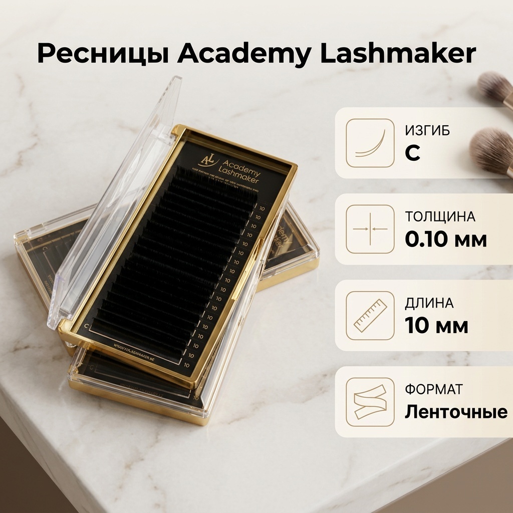 Academy Lashmaker ленточные C 0.10 мм черный 10 мм
