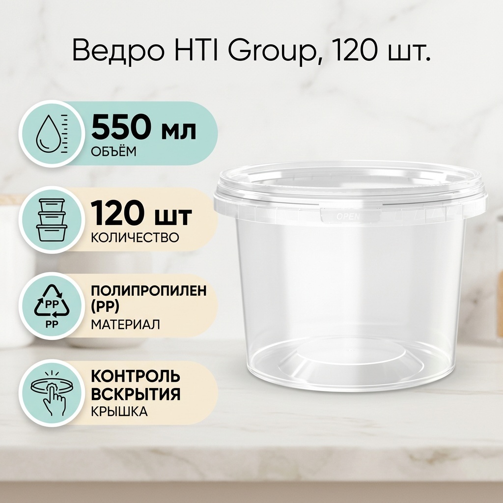 HTI Group ведро 41250 прозрачный 120 шт