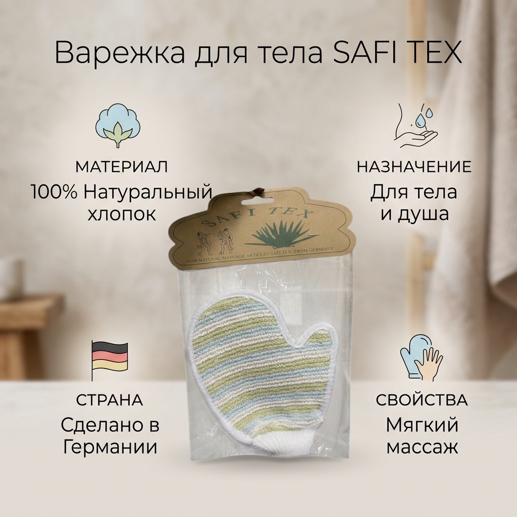 Варежка для тела, универсальное мультиколор 1 шт