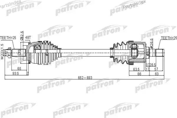 PATRON полуось PDS0504