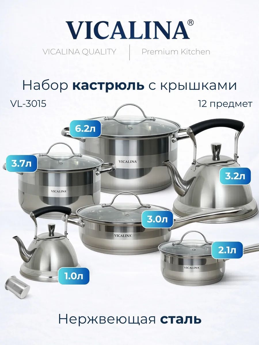 Набор кастрюль ArToMolli 3015 12 в 1