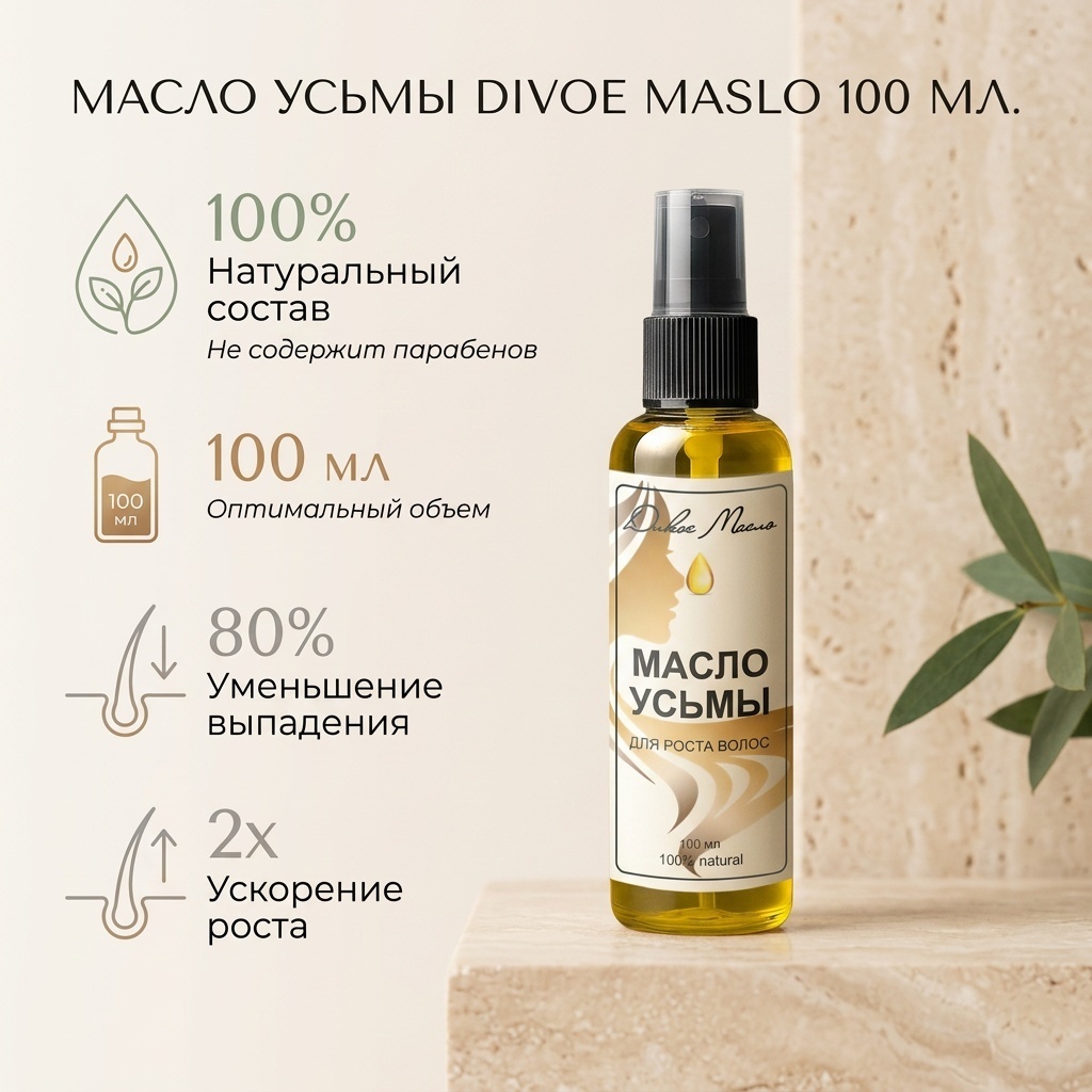 100% натуральное масло усьмы для роста волос масло 100 мл