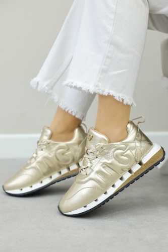 Кроссовки FastStep Women Genuine Leather Women Daily Shoes 167ZA40046-3 золотой