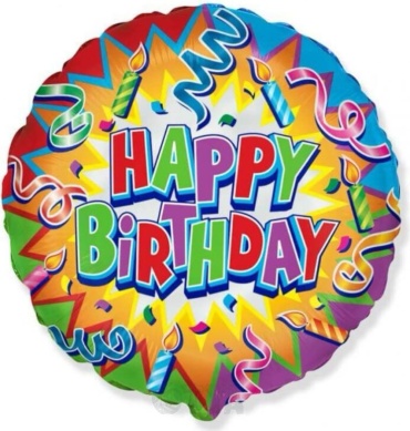 Воздушный шар Flexmetal Яркий круг “HAPPY BIRTHDAY” 1 шт, красный, мультиколор