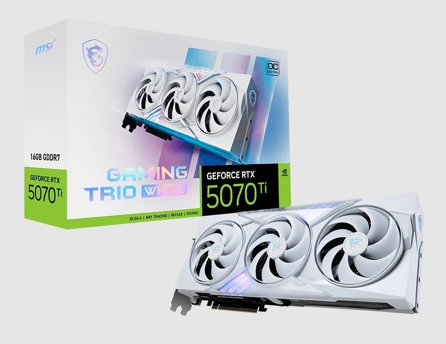 Видеокарта MSI GeForce RTX 5070 Ti Gaming Trio White 16 Гб
