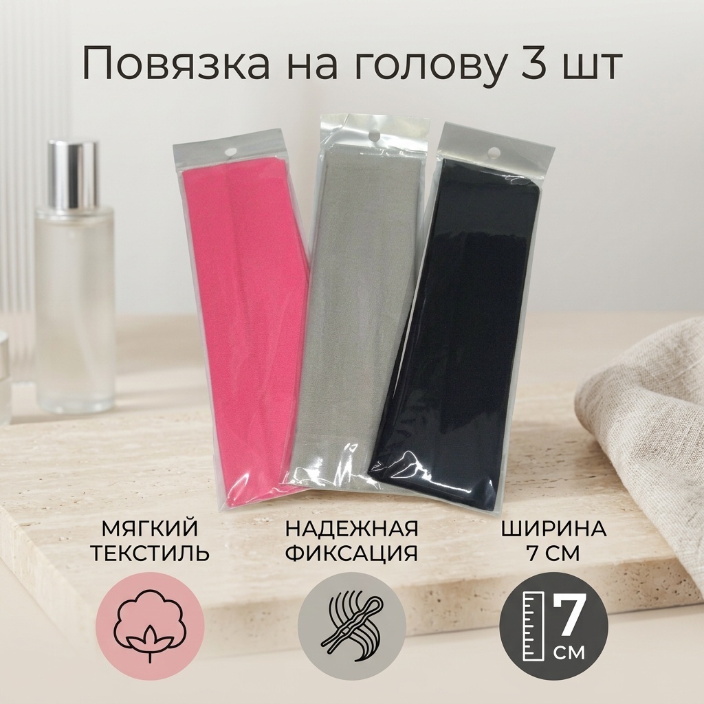 Повязка на голову 3 шт