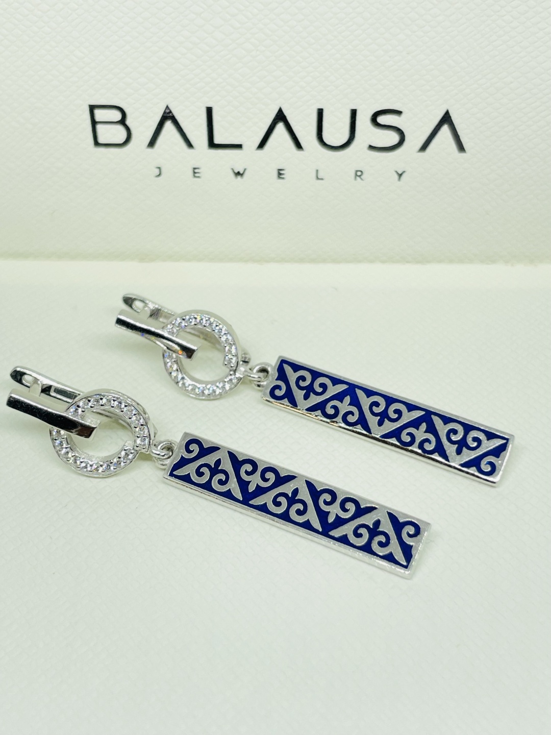 Серьги Balausa Jewelry E 216 (4) вес 5.8 г серебро, фианит, эмаль