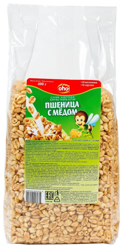 OhO! готовый завтрак пшеница с медом 400 г