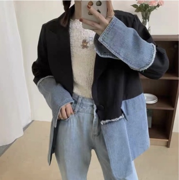 Пиджак прямой Fashion черный, голубой