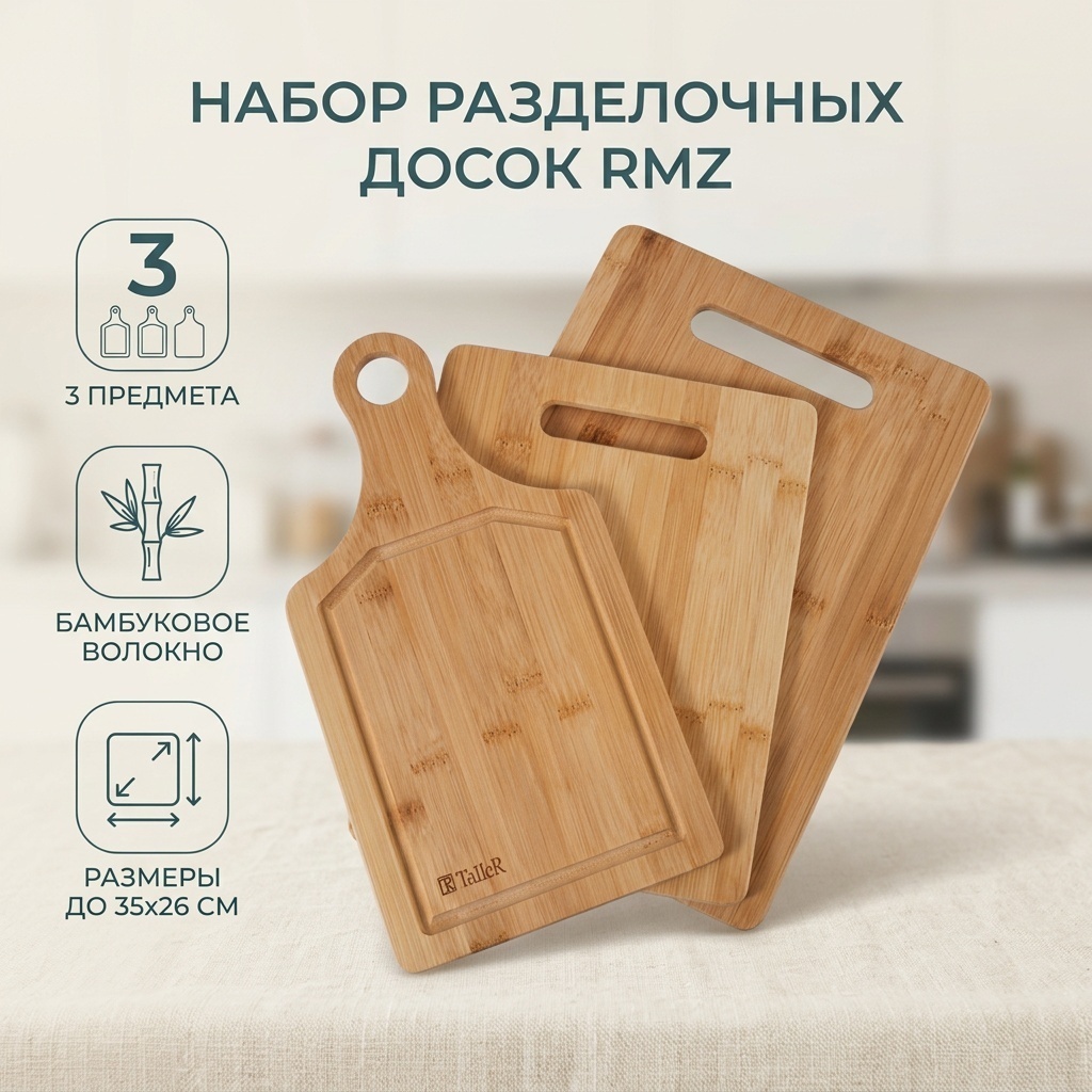 RMZ набор разделочных досок 186467 3 шт, бамбуковое волокно