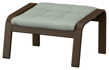 Пуф IKEA POÄNG, 68x54x39 см, светло-зеленый, коричневый